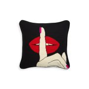 US LIPS HUSH NEEDLEPOINT THROW PILLOW